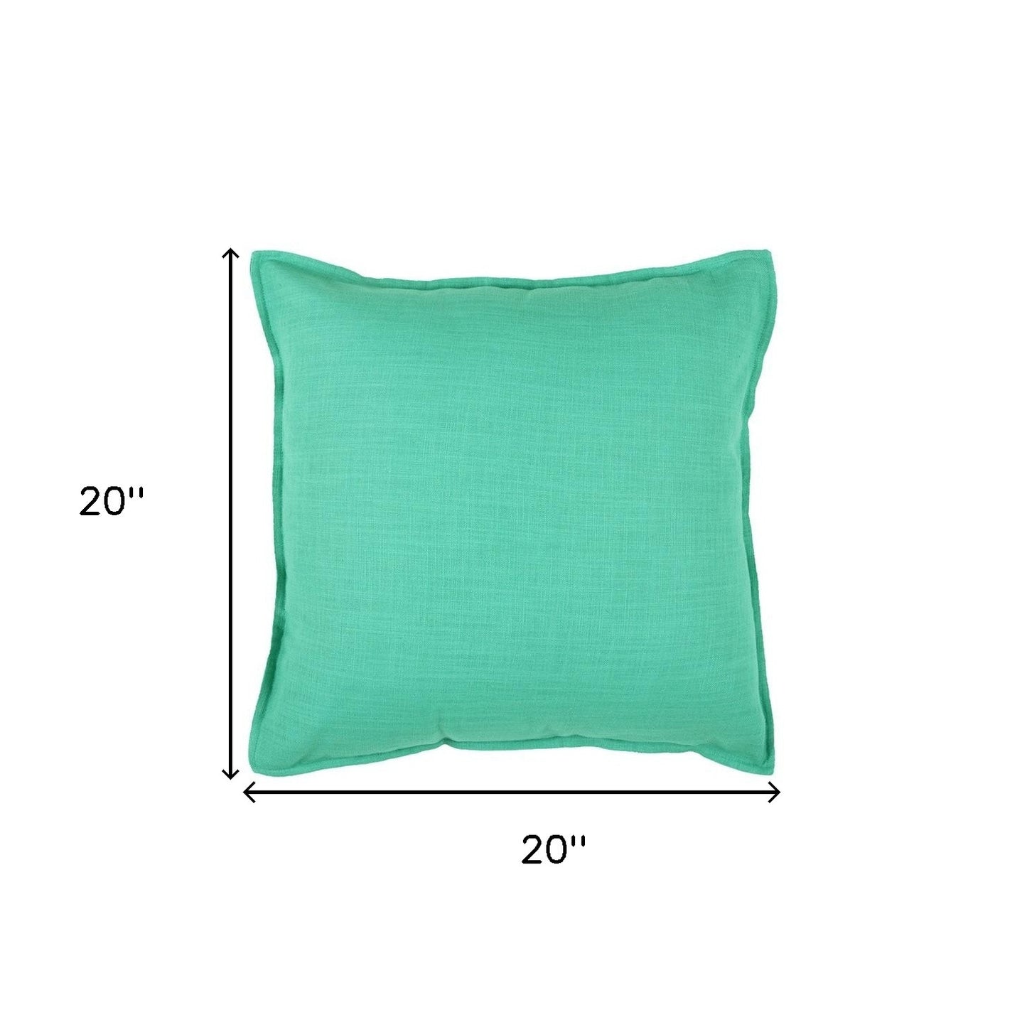 Aqua Solid Color Flange Edge Throw Pillow