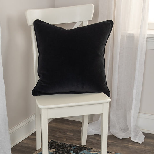 Black Solid Luxurious Modern Throw Pillow