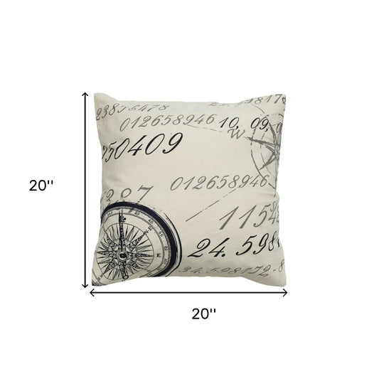 Black and Ivory Classic Nautical Down Throw Pillow