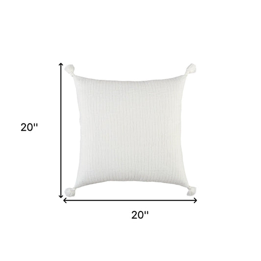 20" White Tonal Abstract Stripe Throw Pillow