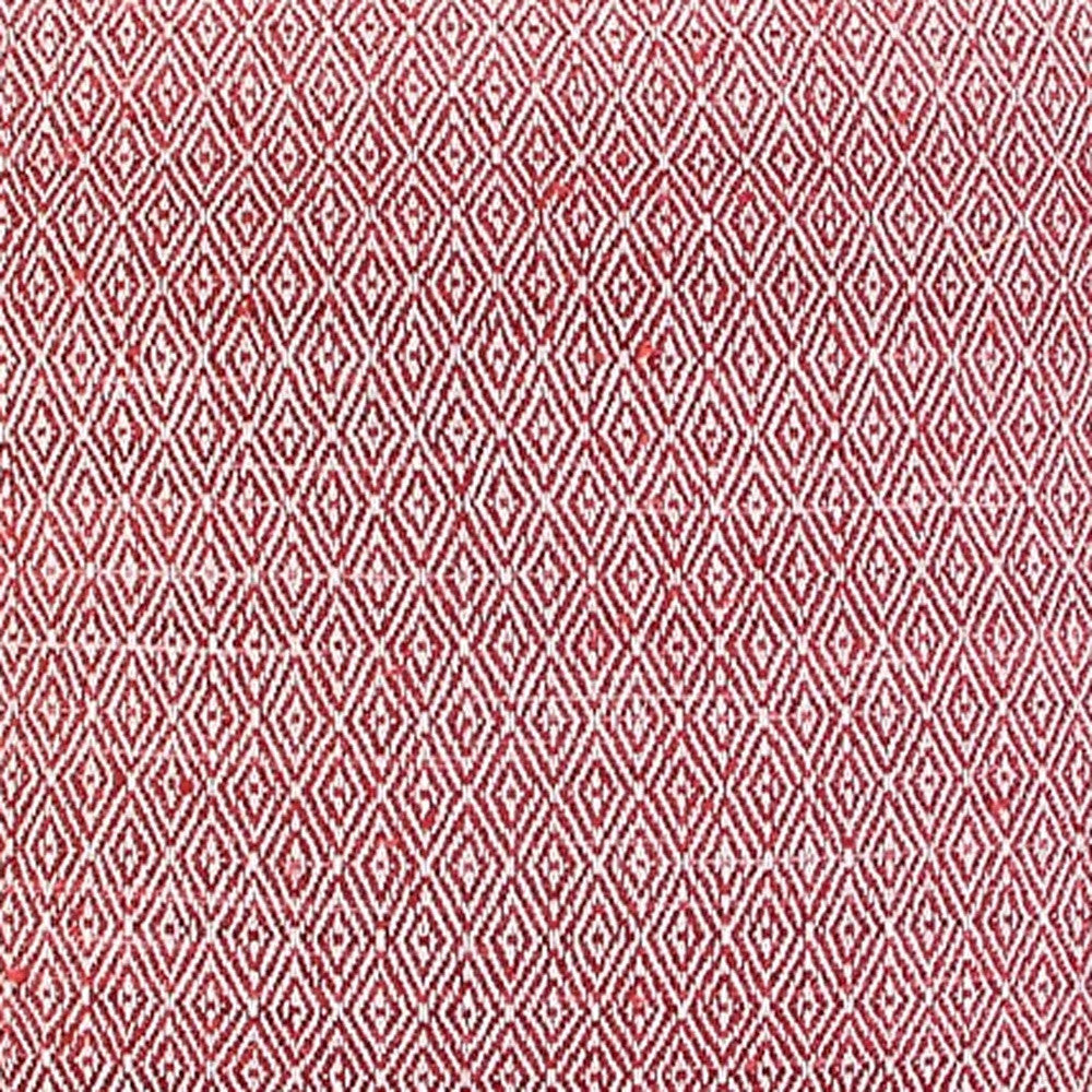 Ivory Red Accent Stitch Color Block Throw Pillow