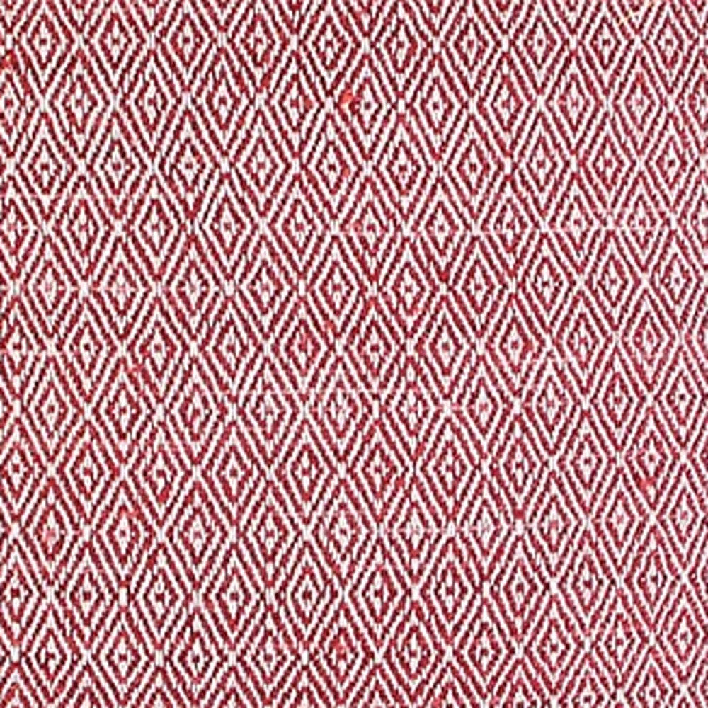 Ivory Red Accent Stitch Color Block Throw Pillow