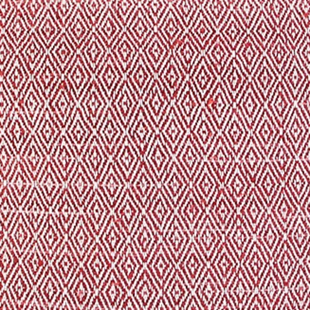 Ivory Red Accent Stitch Color Block Throw Pillow