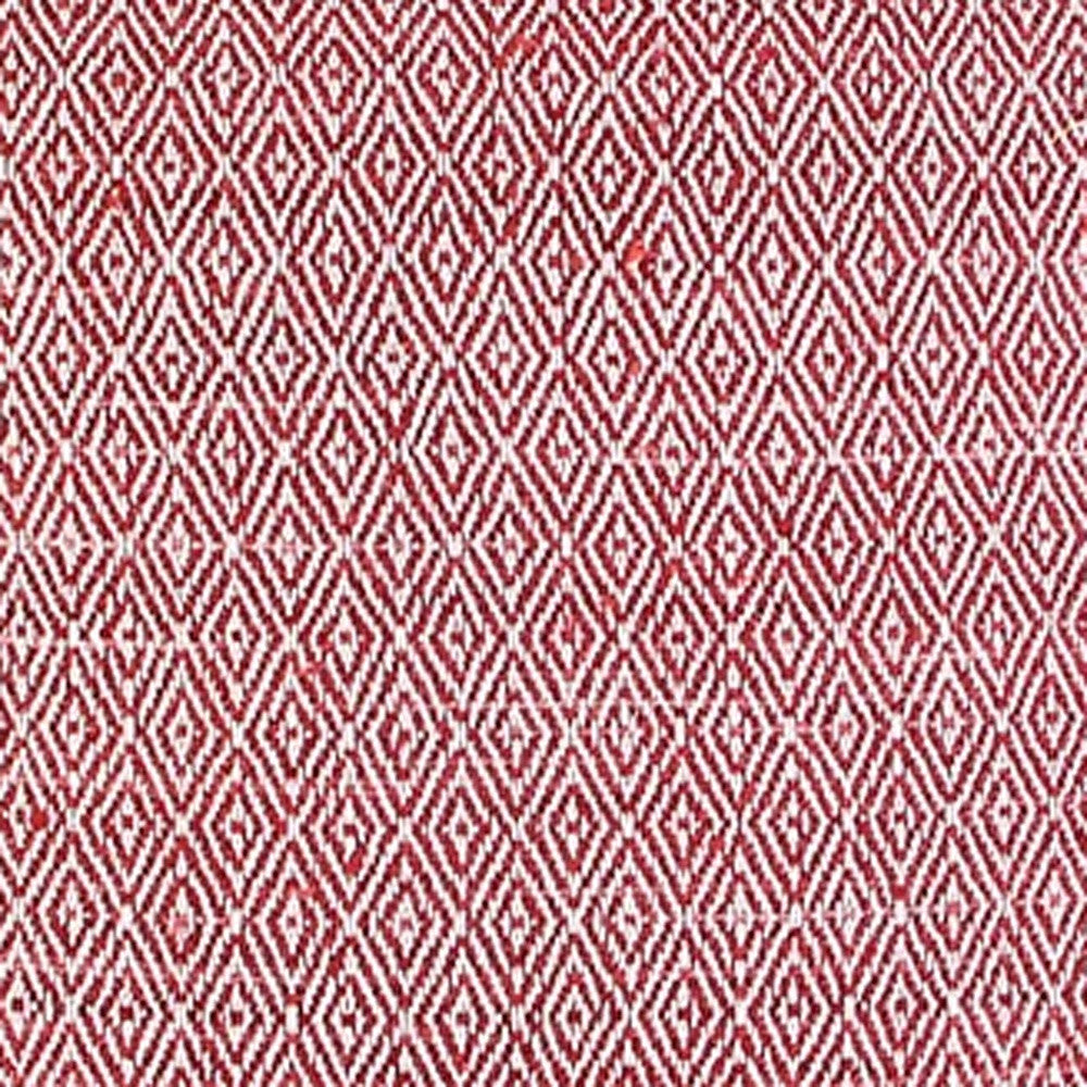 Ivory Red Accent Stitch Color Block Throw Pillow
