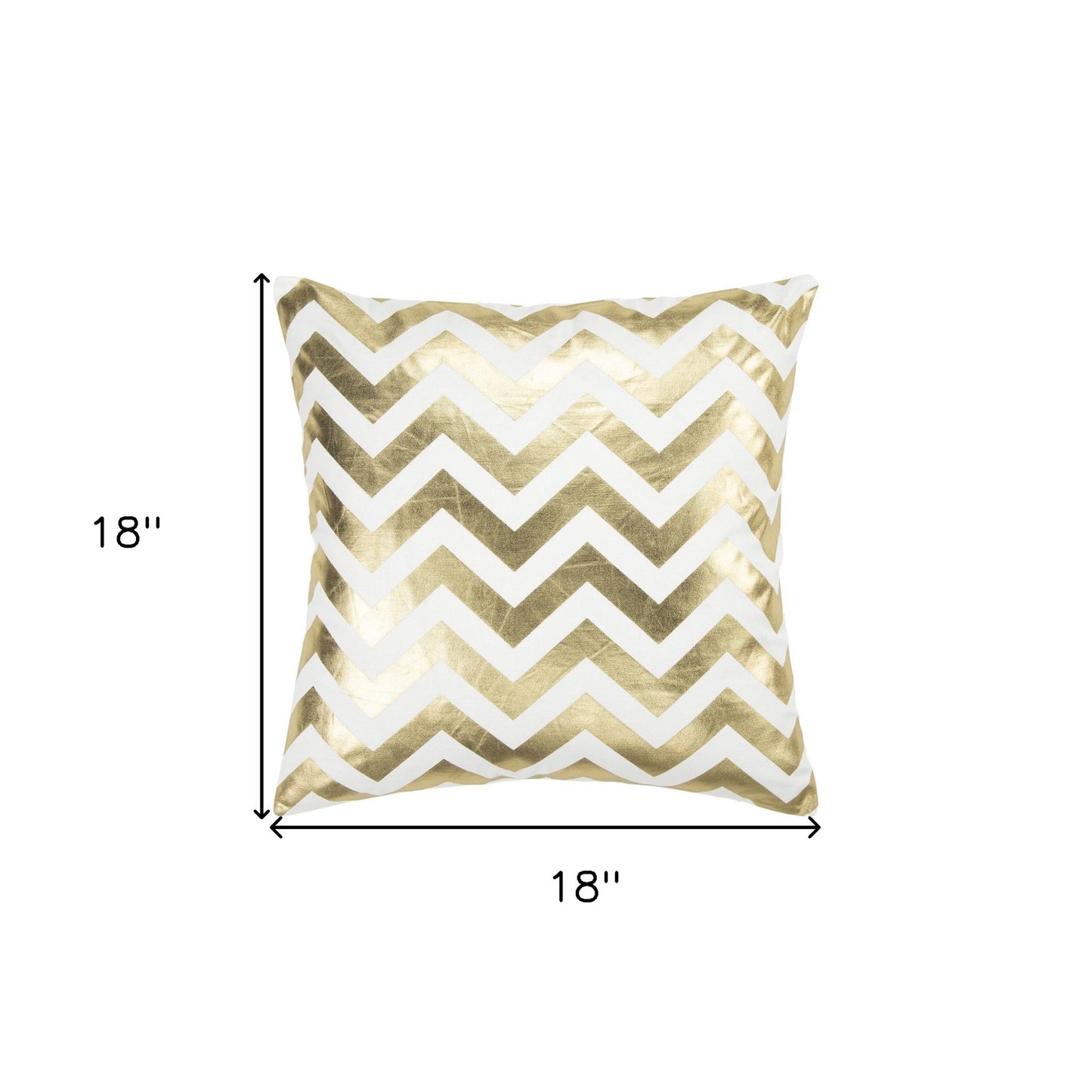 Gold Ivory Chevron Down Filled Throw Pillow