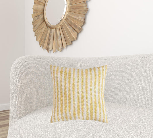 Yellow Natural Ticking Stripe Throw Pillow