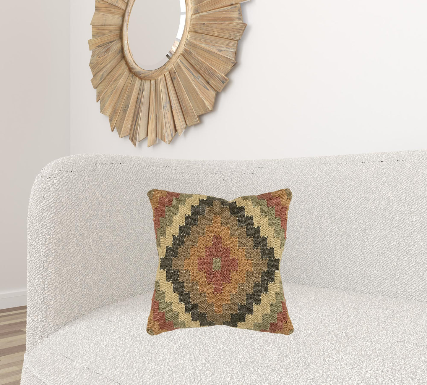 Brown Beige Kilim Down Filled Throw Pillow