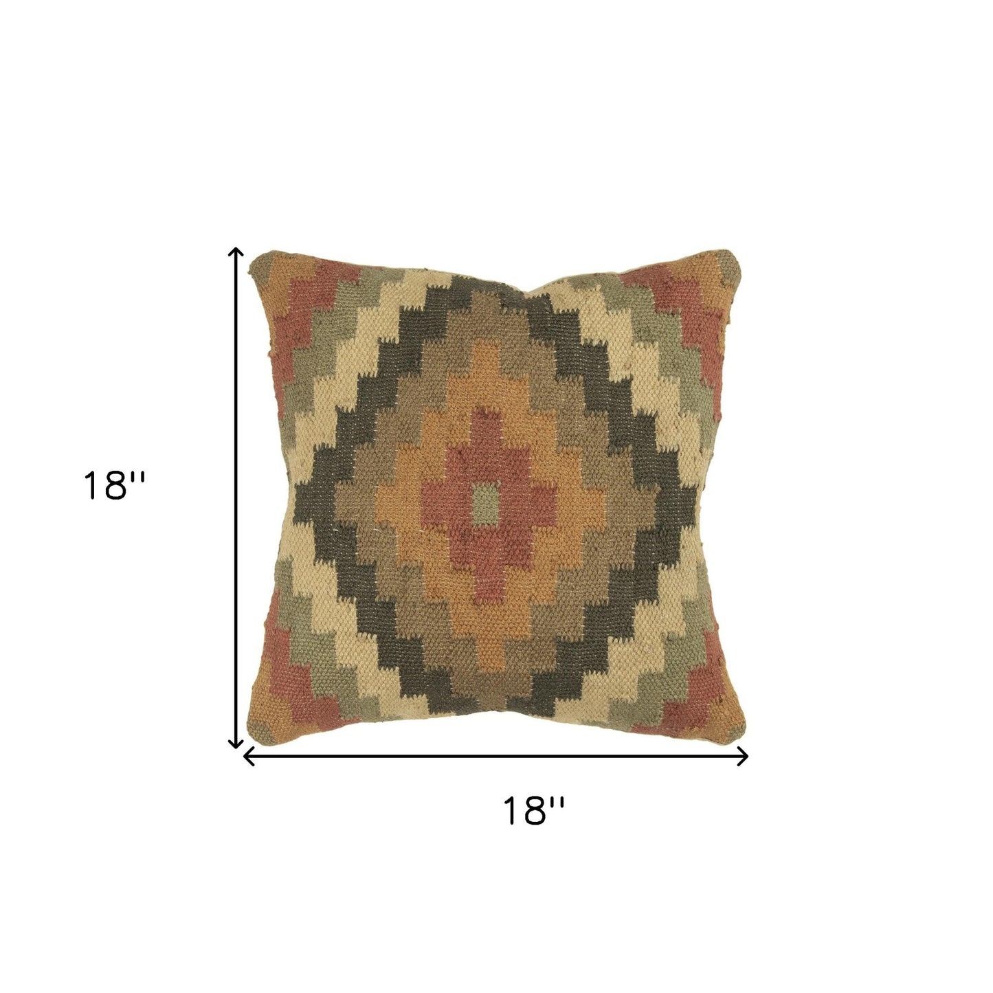 Brown Beige Kilim Down Filled Throw Pillow
