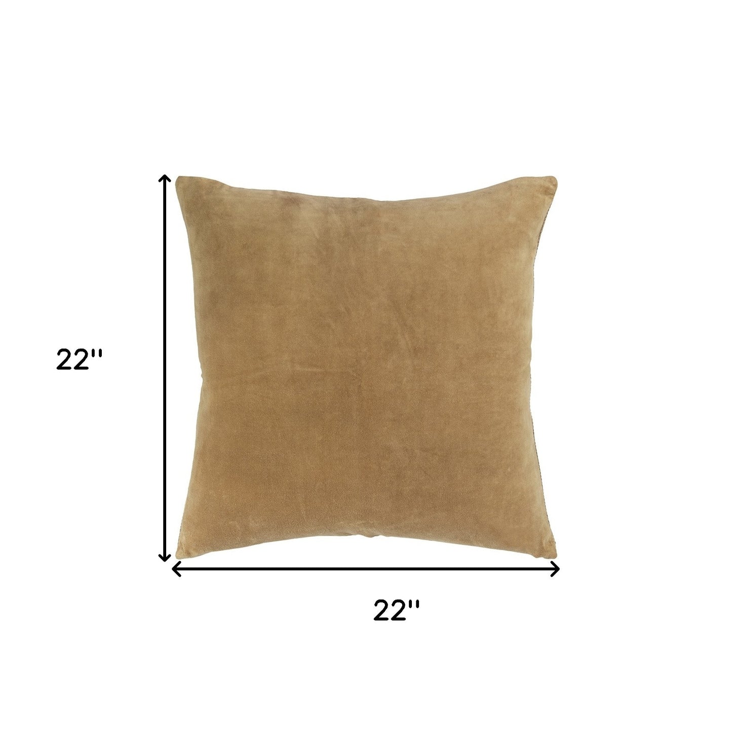 Gold Solid Reversible Cotton Velvet Throw Pillow