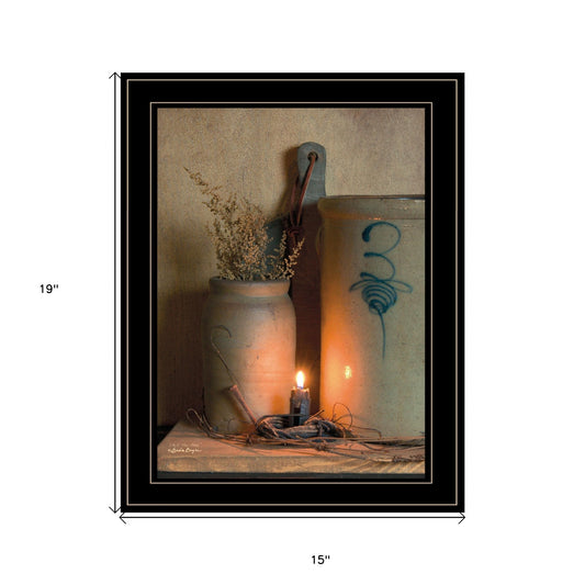 Country Candle and Crock Black Framed Print Wall Art