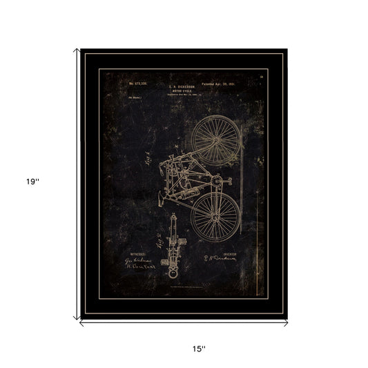 Motor Bike Patent Black Framed Print Wall Art