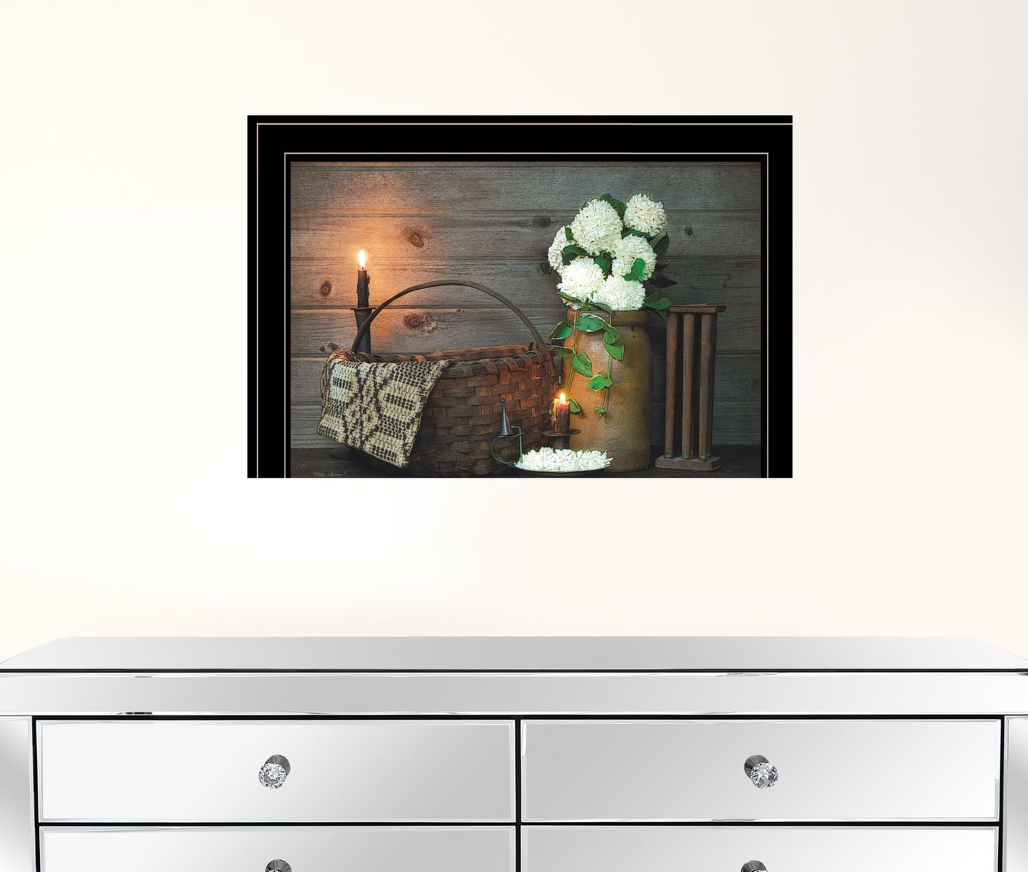 White Flowers 2 Black Framed Print Wall Art
