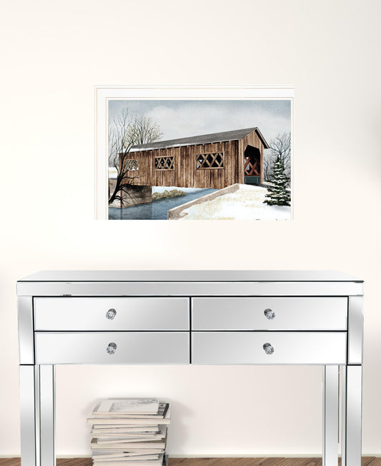 The Kissing Bridge 3 White Framed Print Wall Art