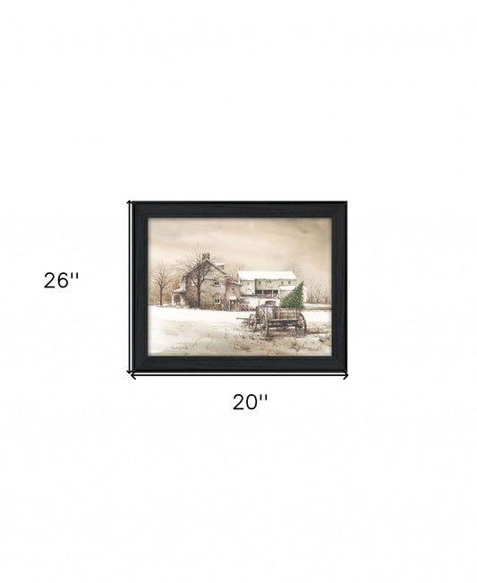 Bringing Home The Tree 1 Black Framed Print Wall Art