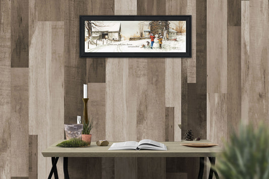 Snowmen From Heaven 1 Black Framed Print Wall Art