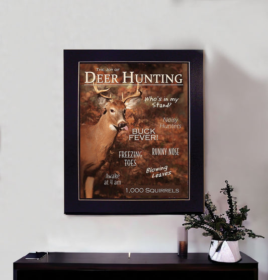 Joy of Hunting deer Black Framed Print Wall Art
