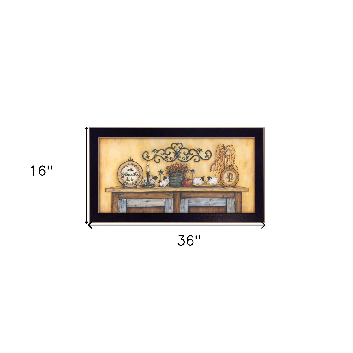 Come Gather At Our Table 2 Black Framed Print Wall Art