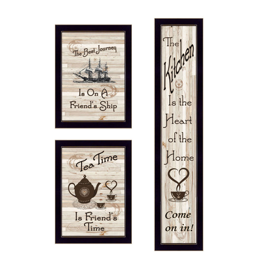 Set Of Three The Kitchen Collection Ii 3 Black Framed Print Kitchen Wall Art