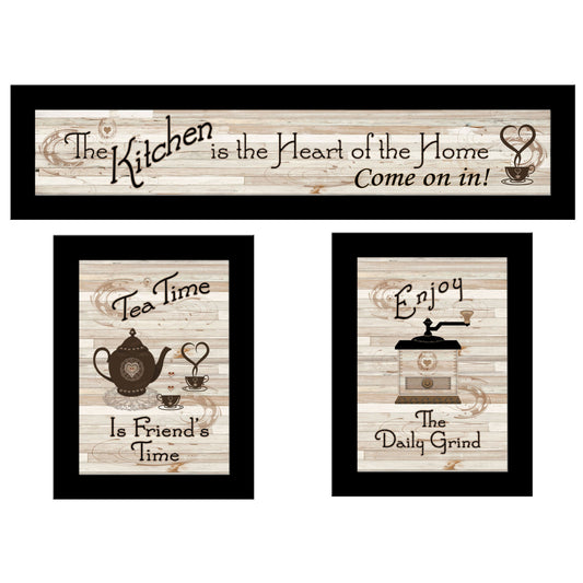 Set Of Three Kitchen Friendship Collection Iii 3 Black Framed Print Kitchen Wall Art