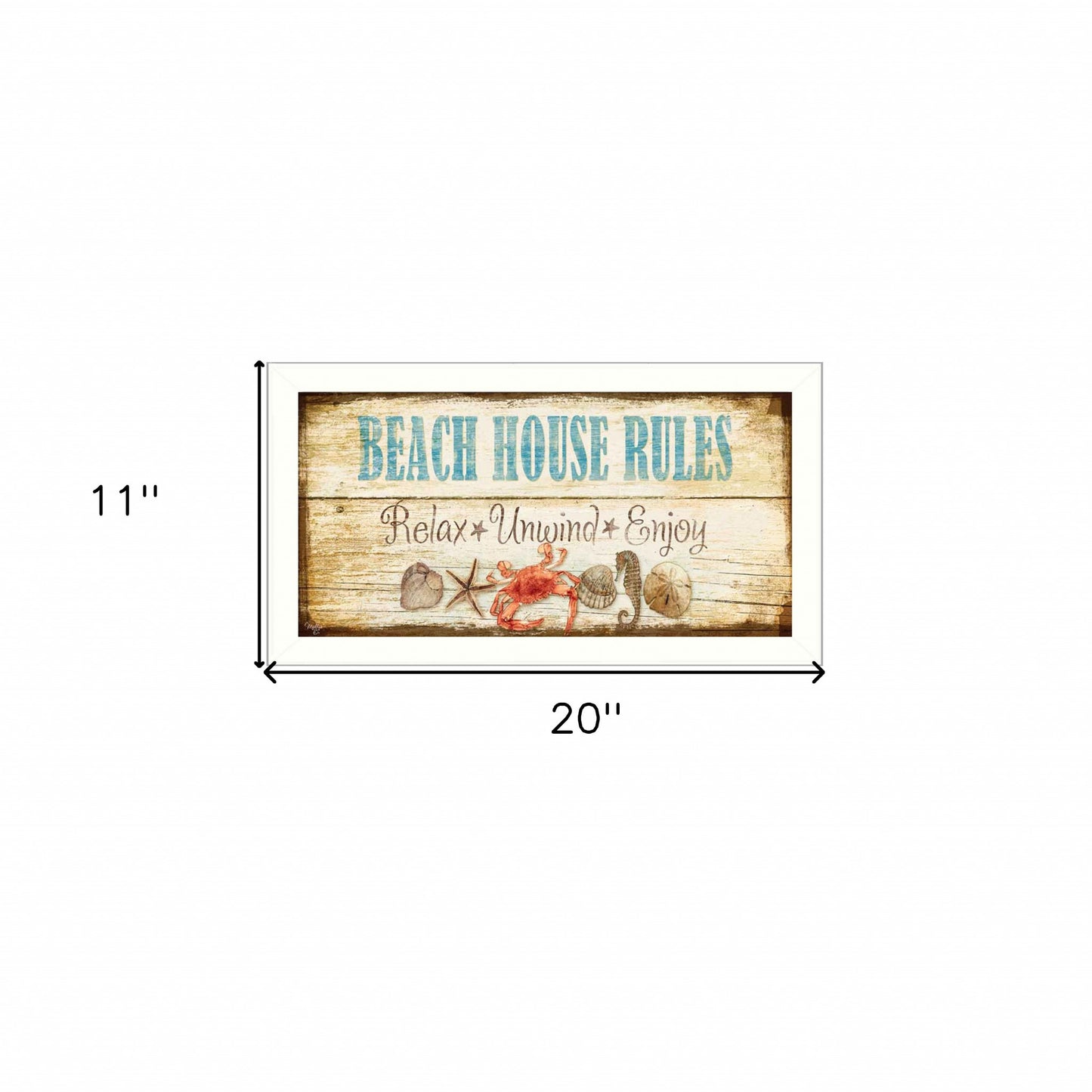 Beach House Rules White Framed Print Wall Art