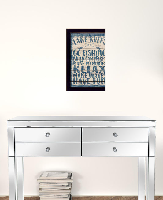 Lake Rules 2 Black Framed Print Wall Art