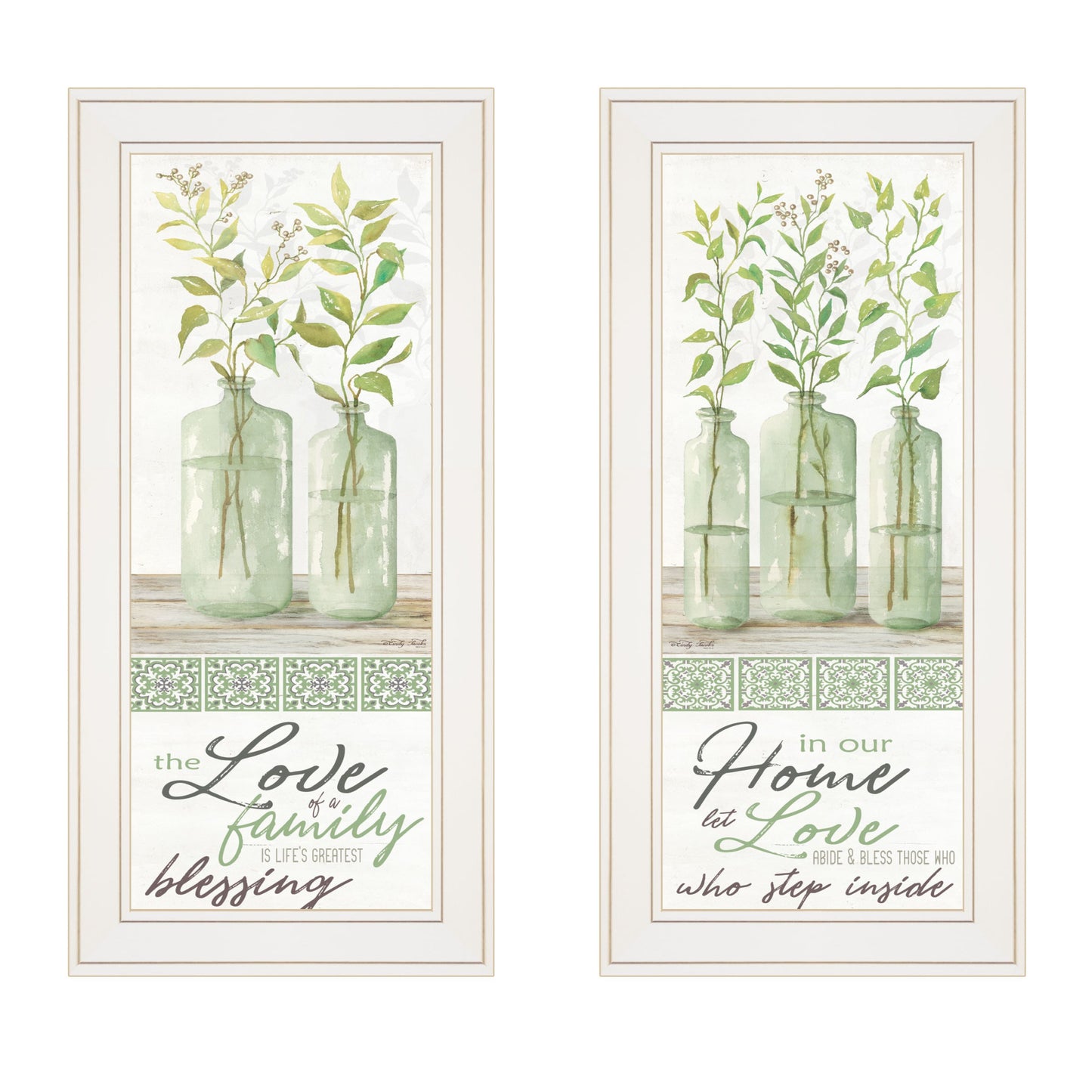 Set Of Two Home And Family White Framed Print Wall Art
