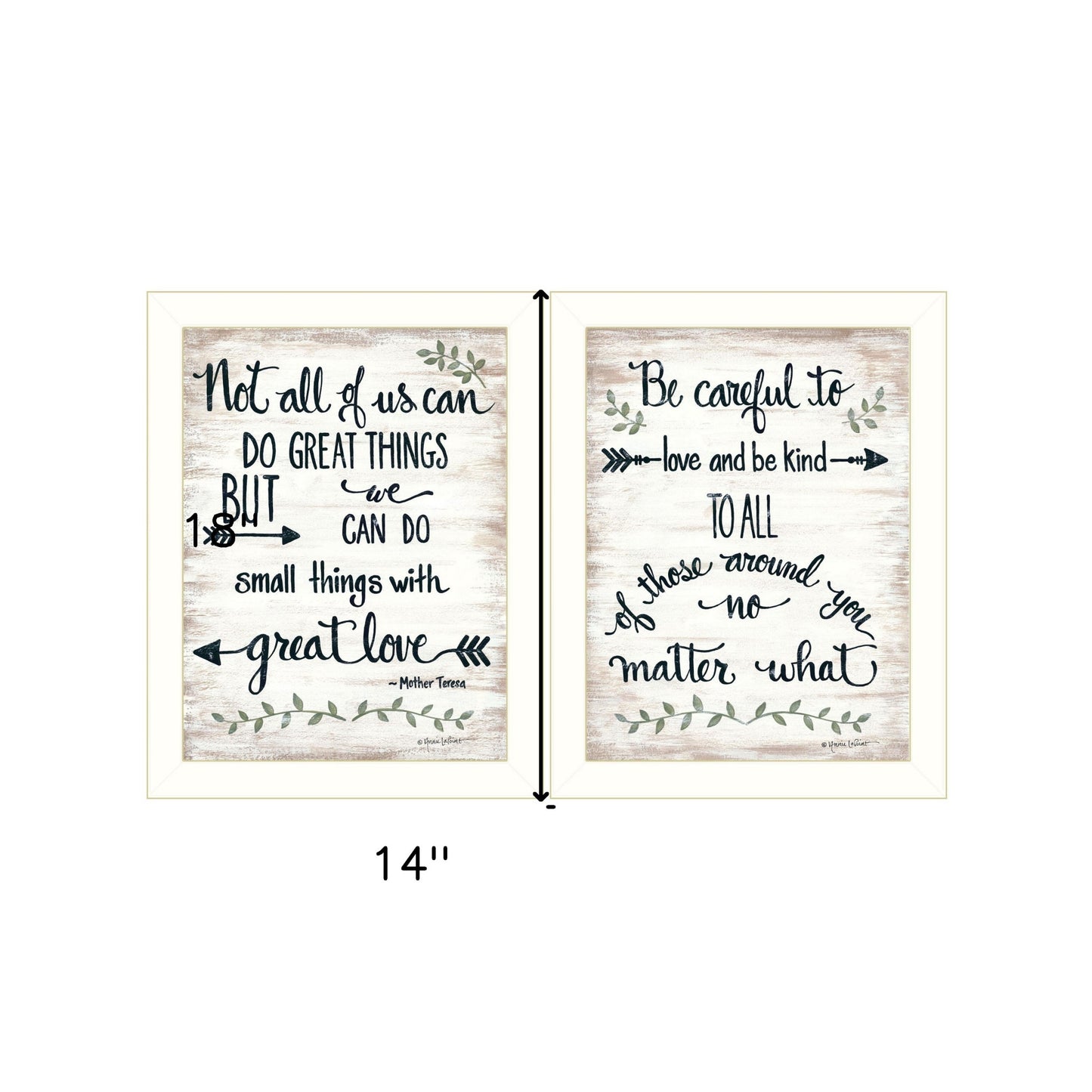 Set Of Two Great Love 2 White Framed Print Wall Art