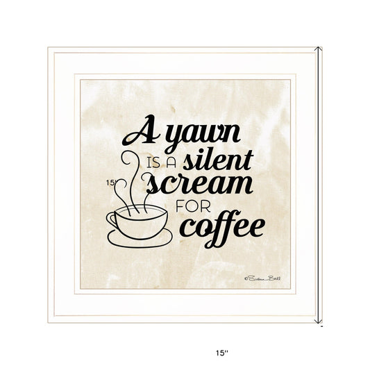 A Silent Scream For Coffee 1 White Framed Print Wall Art