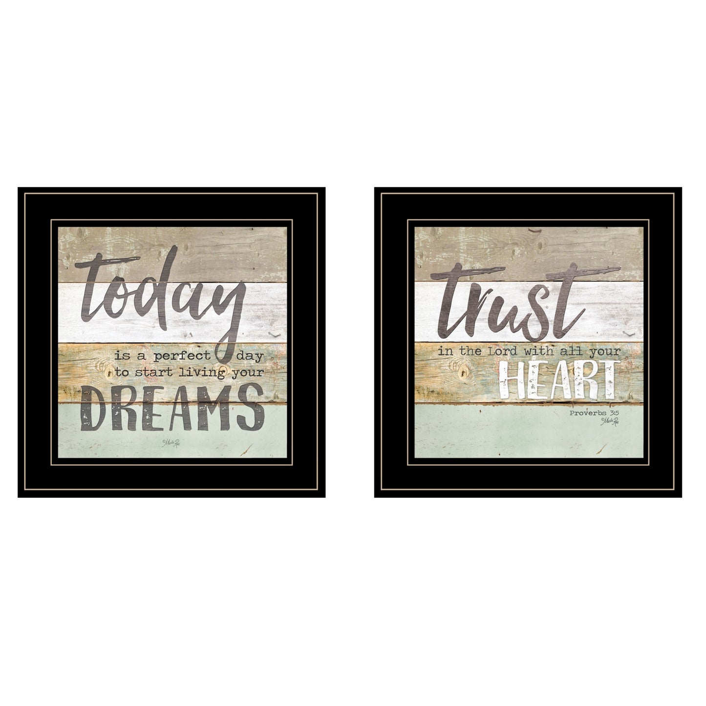 Set Of Two Trust In The Lord Black Framed Print Wall Art