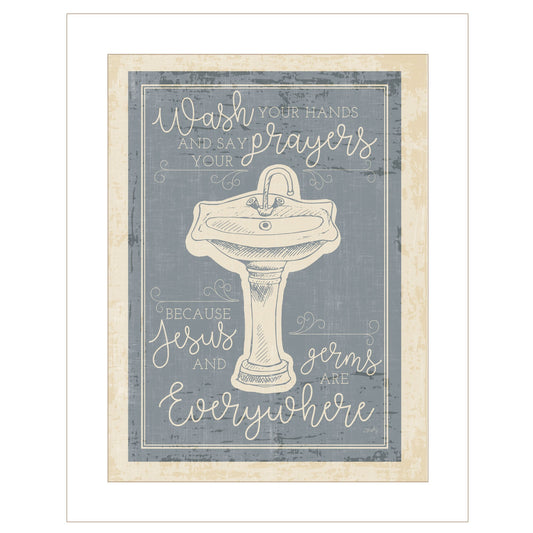 Wash Your Hands 5 White Framed Print Wall Art