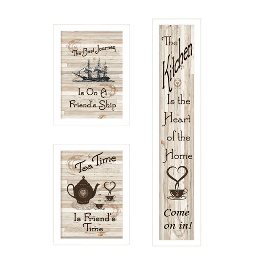 Set Of Three The Kitchen Collection Ii 4 White Framed Print Kitchen Wall Art