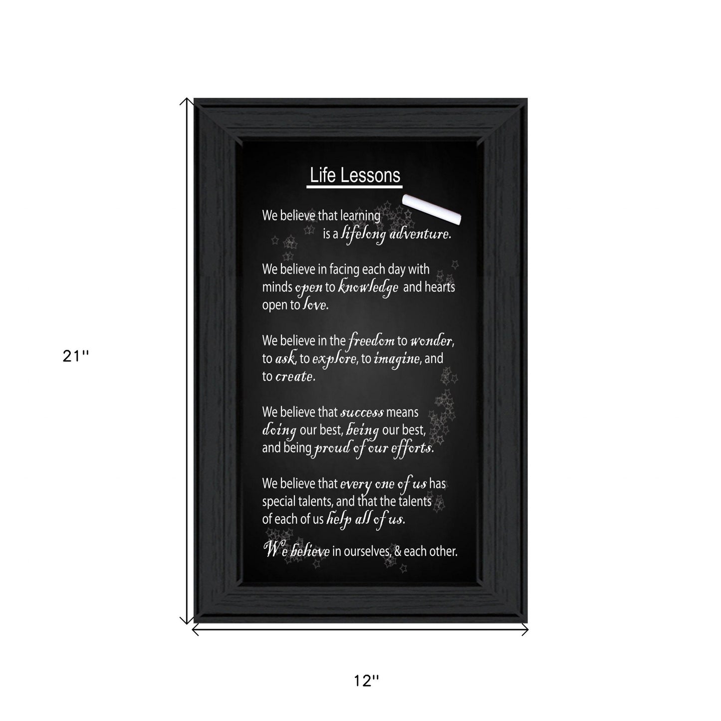 Black and White Life Lessons Black Framed Print Wall Art