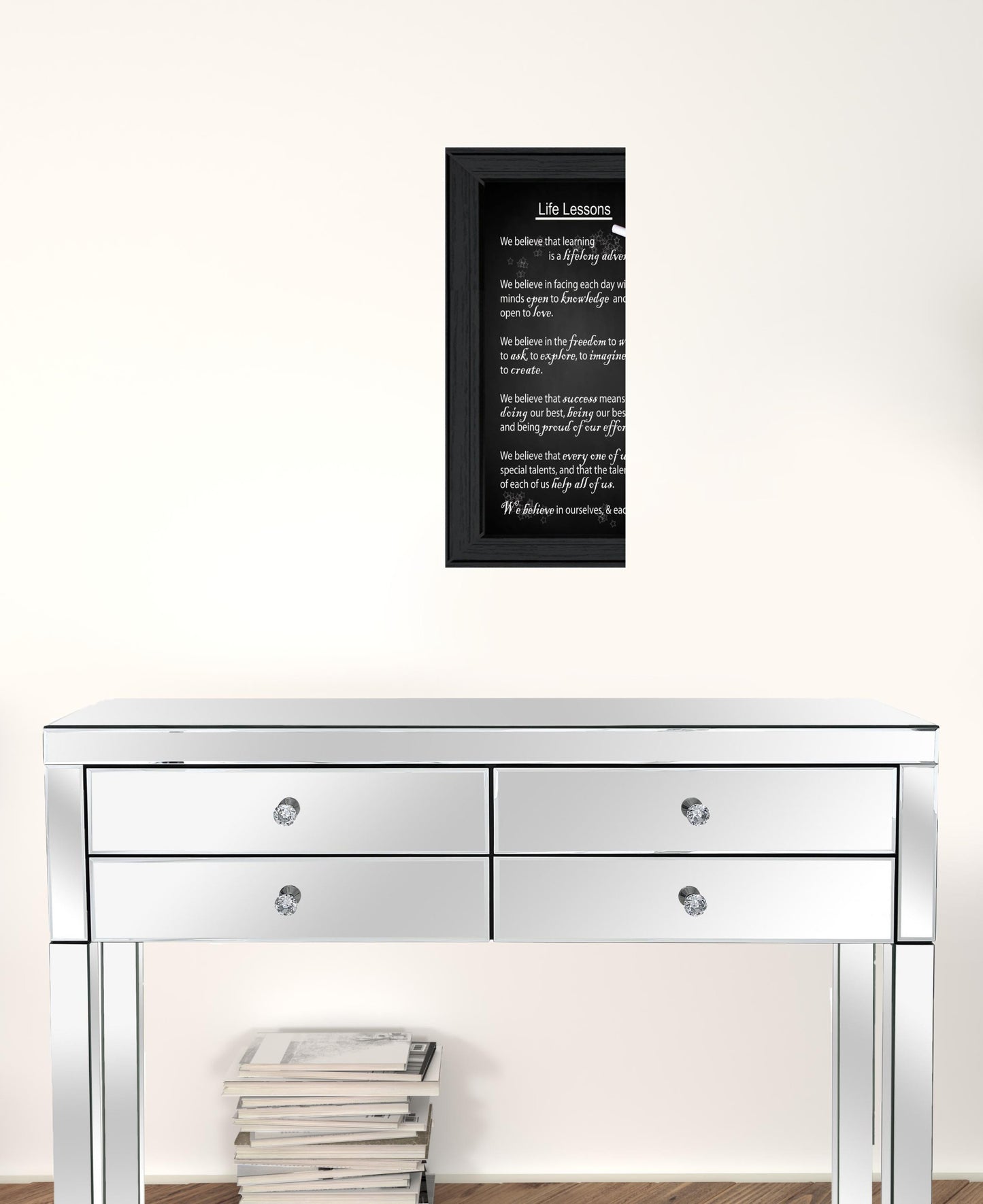 Black and White Life Lessons Black Framed Print Wall Art