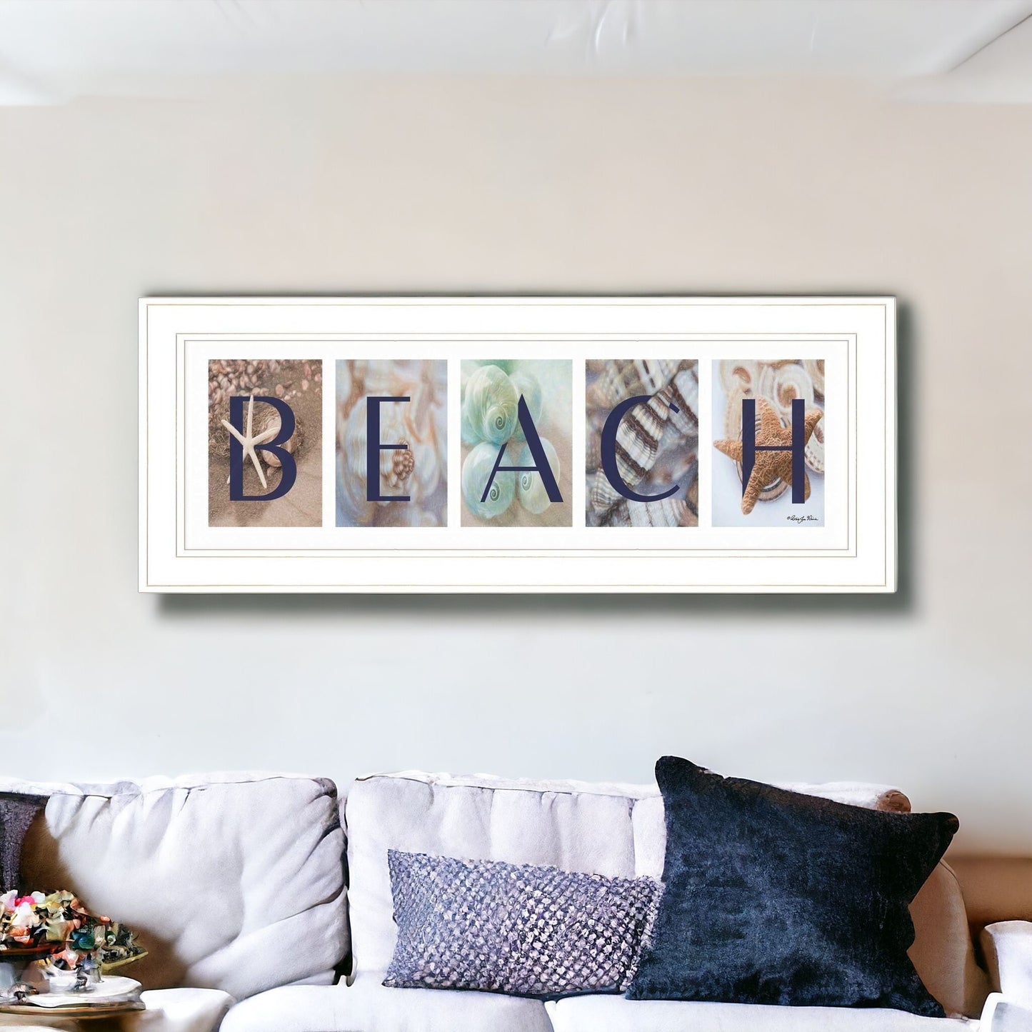 Beach 1 White Framed Print Wall Art