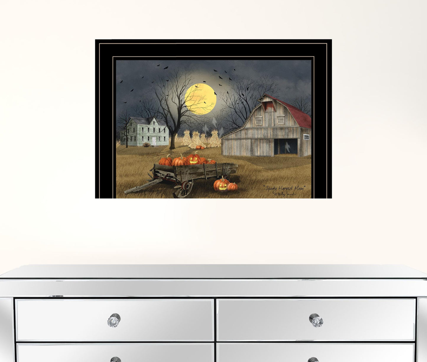 Spooky Harvest Moon 4 Black Framed Print Wall Art