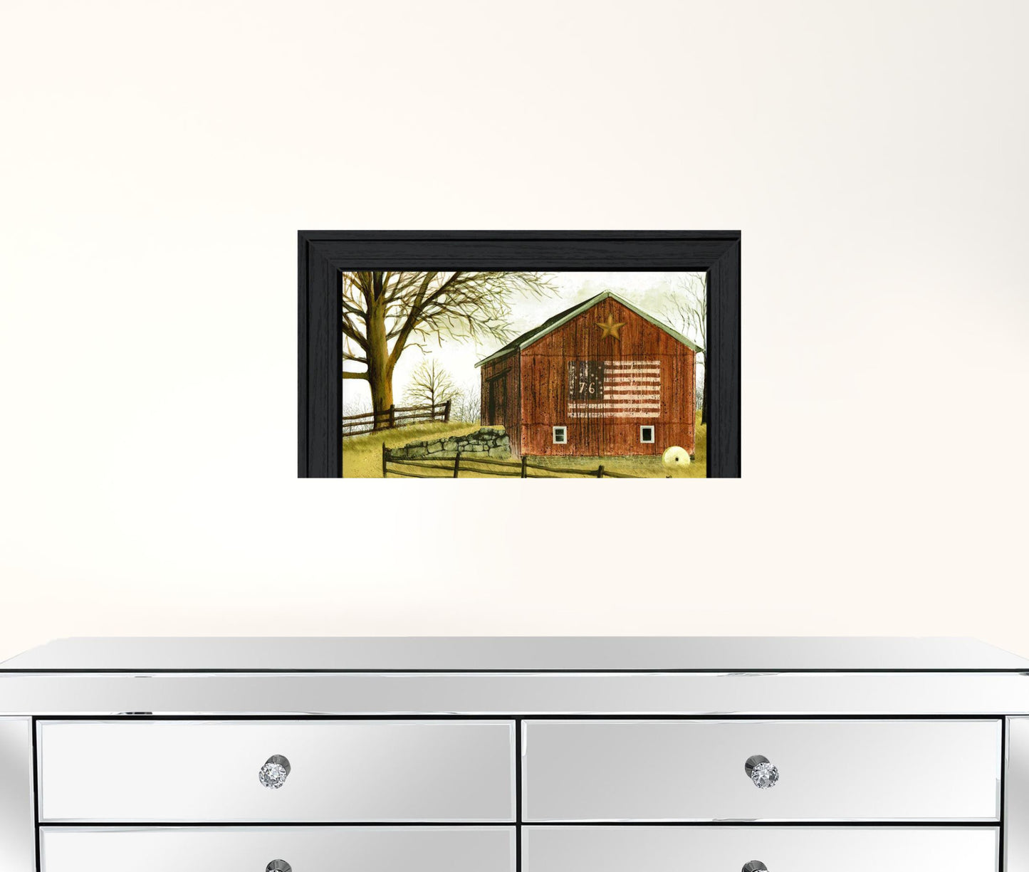 Flag Barn 2 Black Framed Print Wall Art