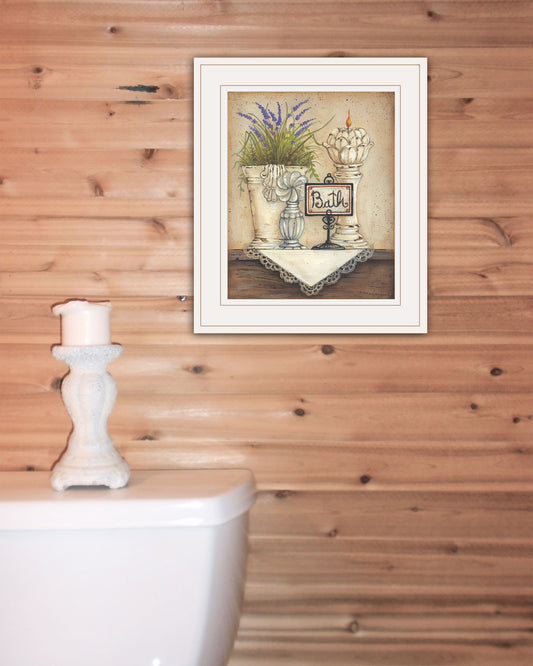 Bath Print 1 White Framed Print Wall Art