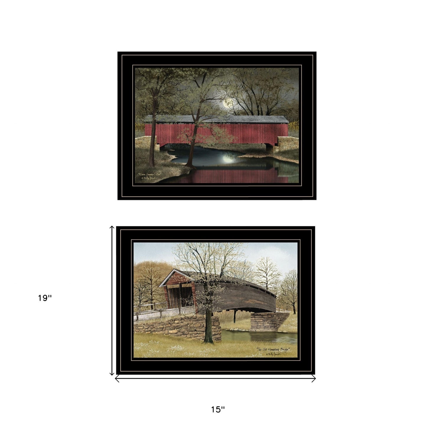 Set Of Two Bridges Of 2 Black Framed Print Wall Art