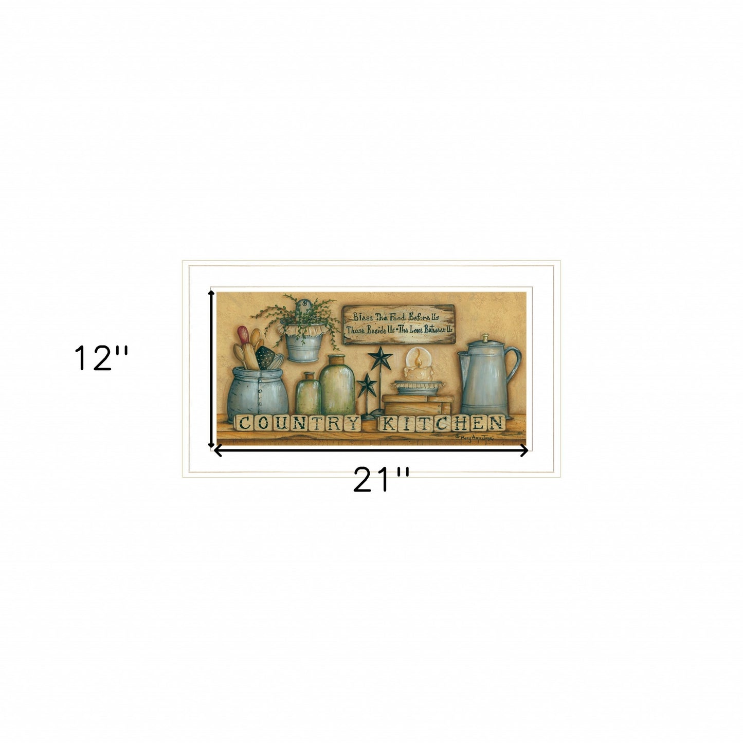 Country Kitchen 5 White Framed Print Wall Art