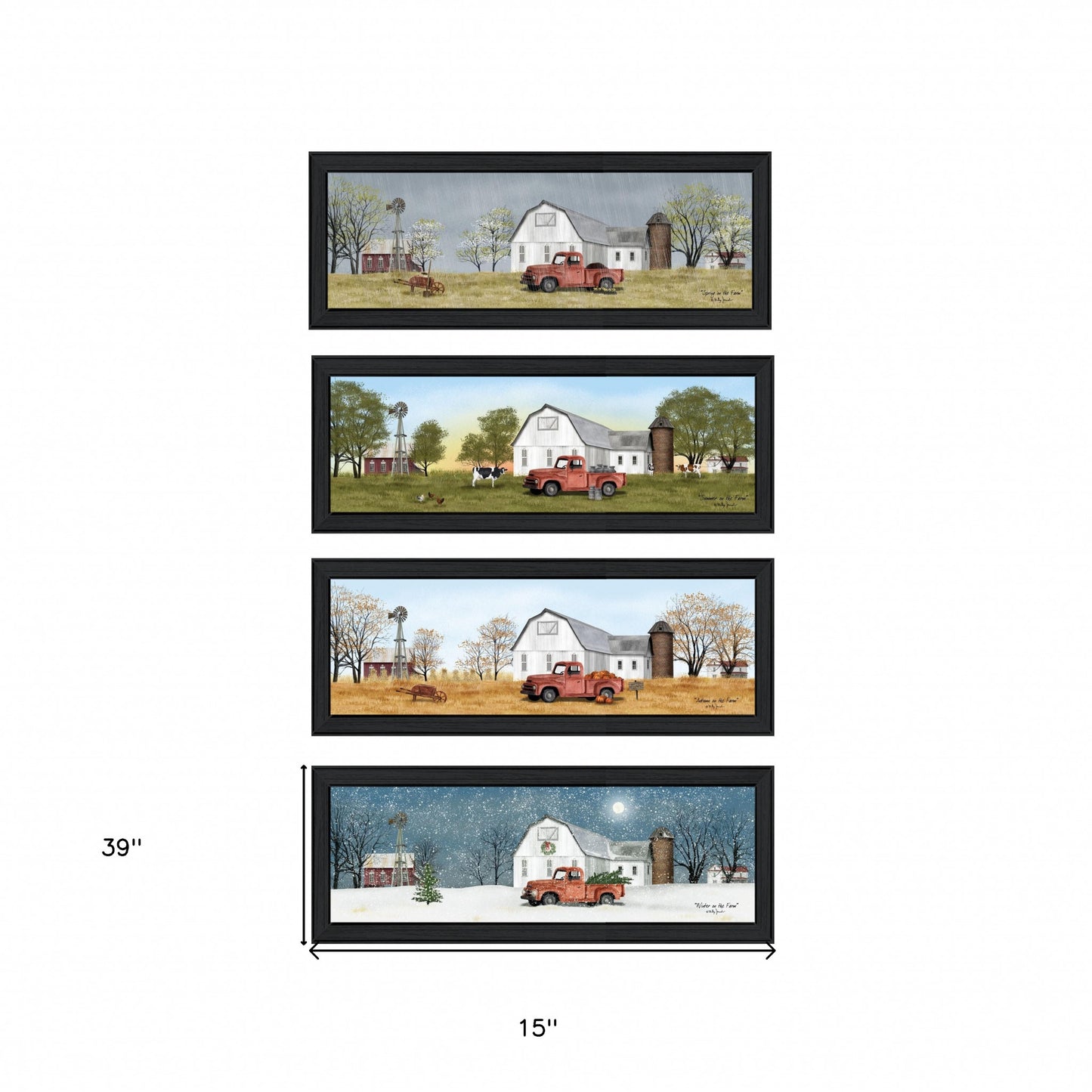 Set Of Four Billy Jacobs Four Seasons Collection VII 4-Piece 2 Black Framed Print Wall Art