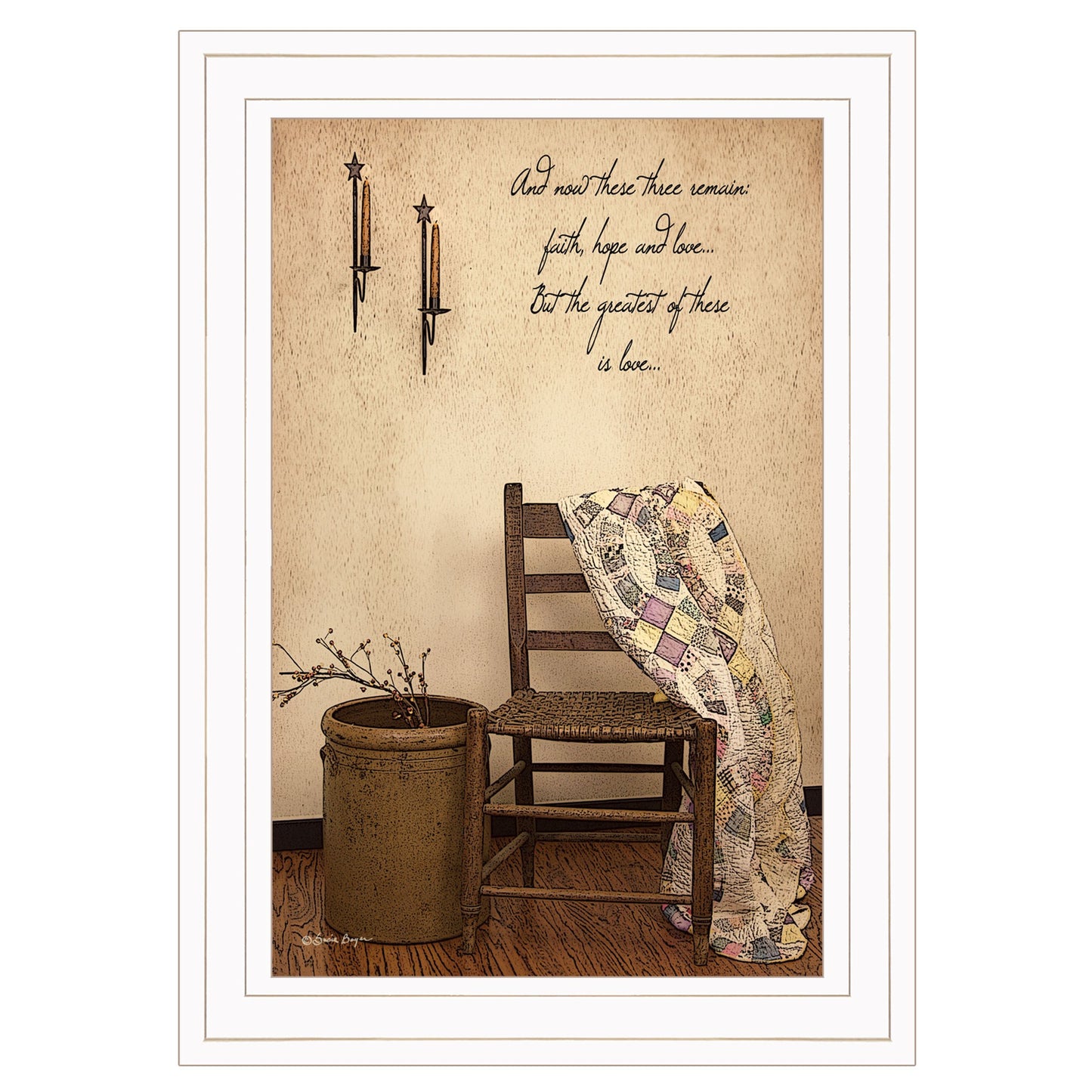 These Three Remain 1 White Framed Print Wall Art
