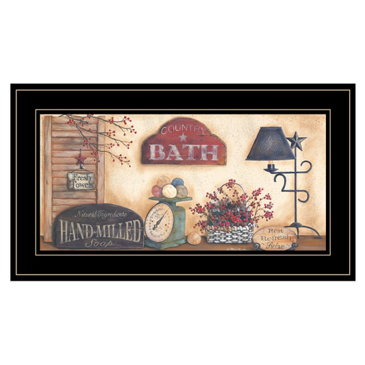 Country Bath Collection Black Framed Print Wall Art