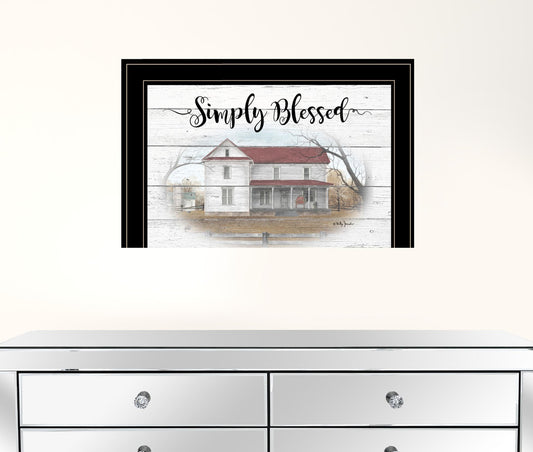 Simply Blessed Farmhouse Black Framed Print Wall Art