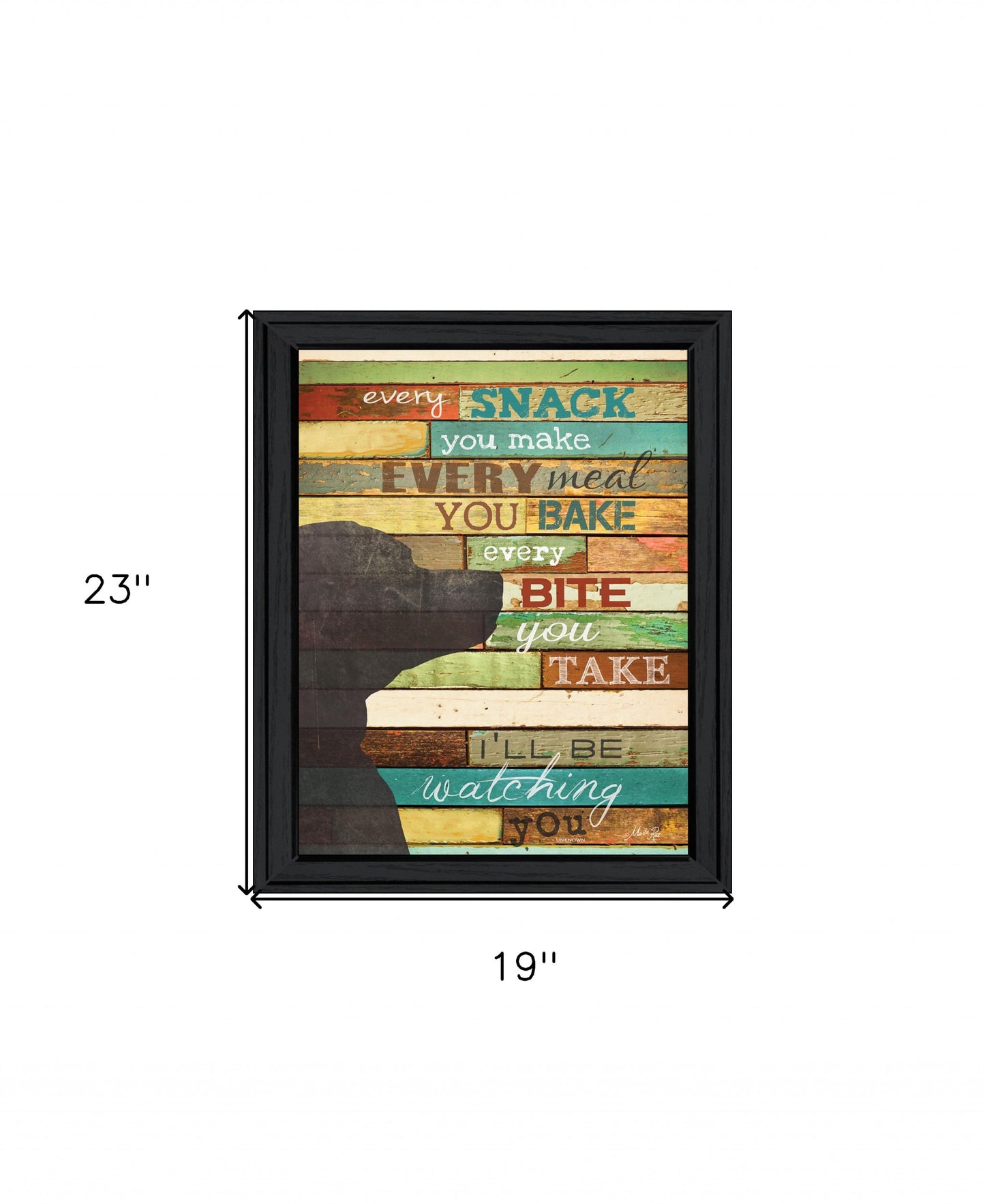 Colorful Dog Watching You Snack Black Framed Print Wall Art