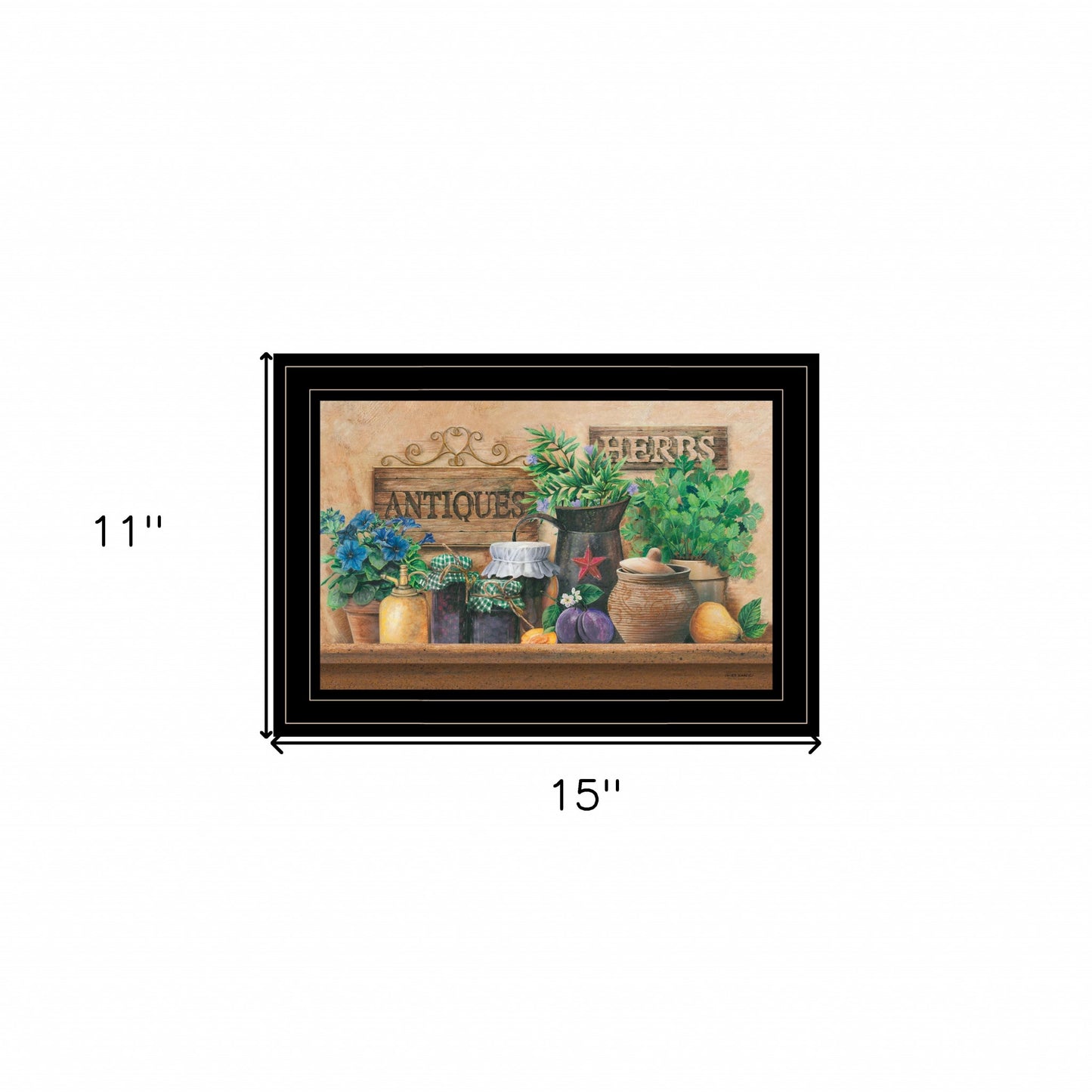 Antiques And Herbs 2 Black Framed Print Wall Art
