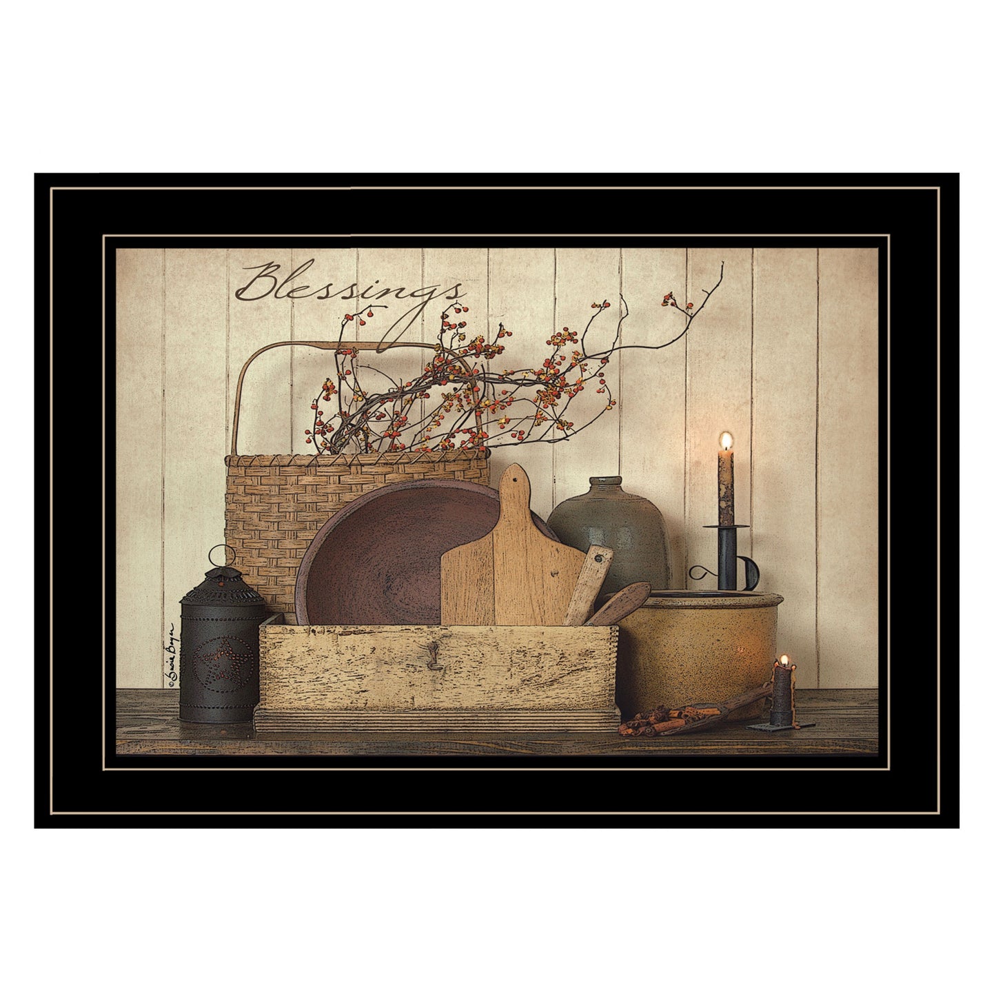 Count Your Blessing 2 Black Framed Print Wall Art