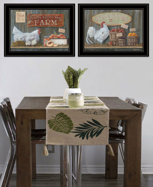 Set Of Two Home Grown 2 Black Framed Print Wall Art