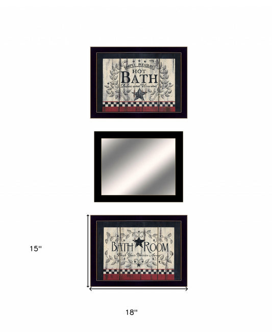 Set Of Three Hot Bath 14 Black Framed Print Wall Art