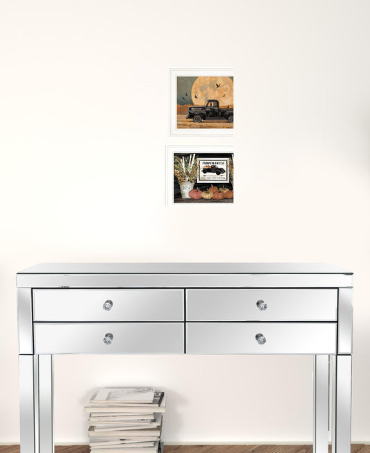 Set Of Two Harvest Moon 1 White Framed Print Wall Art