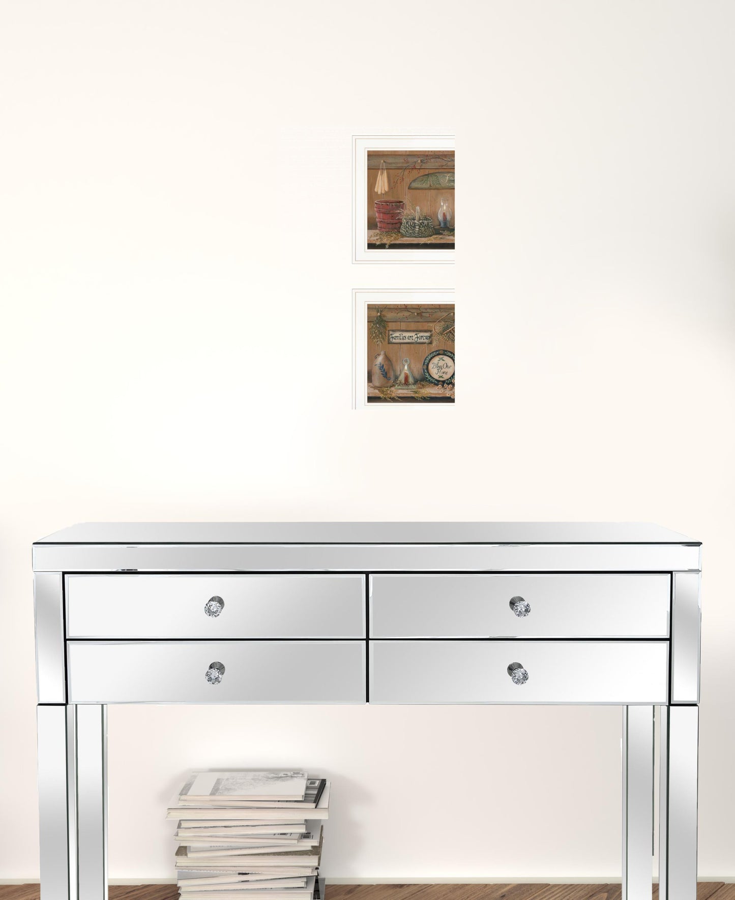 Set Of Two Bless Our Home Families are Forever White Framed Print Wall Art
